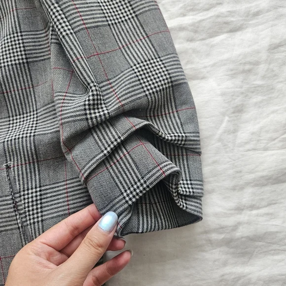 OLD BABATON Power Blazer Grey Glen Plaid 3/4 Sleeves Shawl collar Size 0 Aritzia - Picture 5 of 9